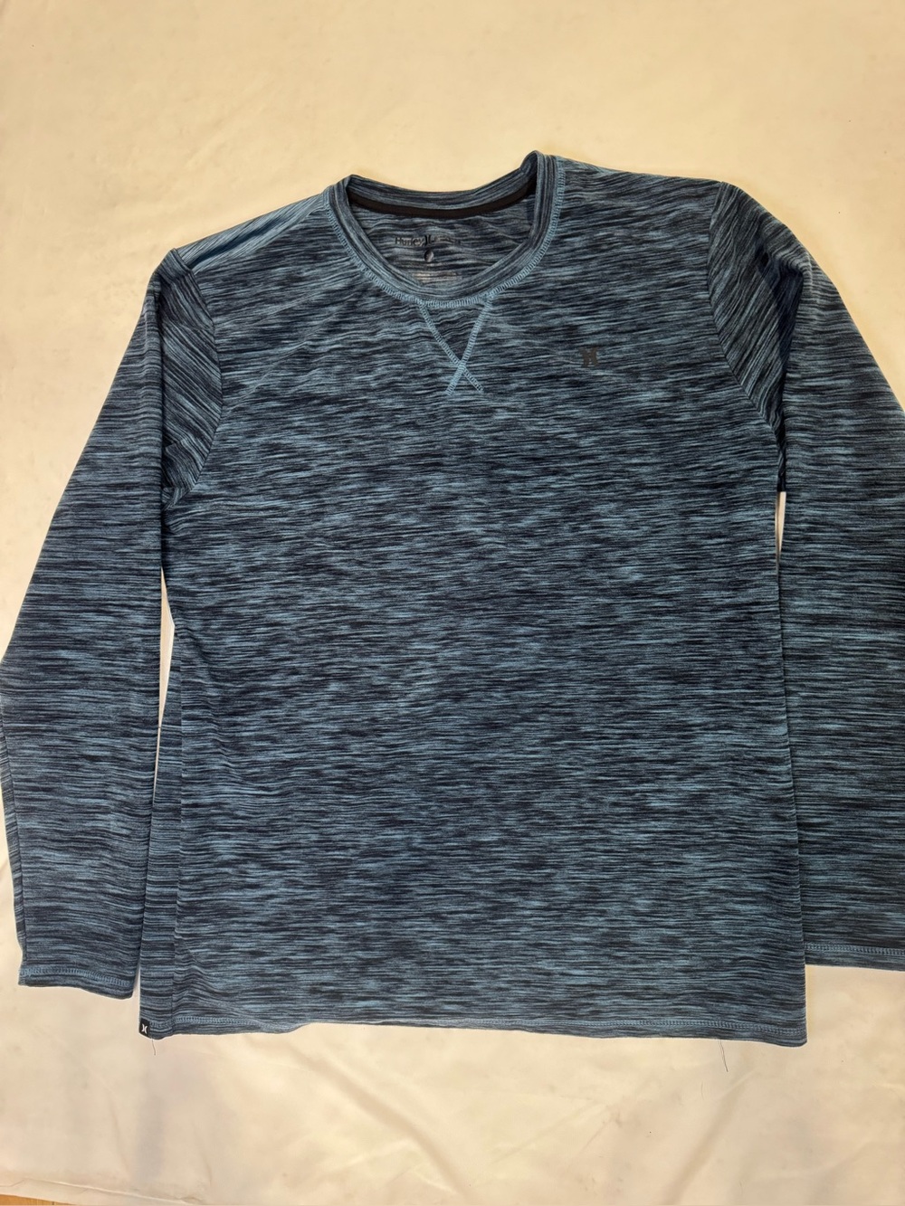 Hurley Men’s XL Long Sleeve Performance Shirt Blue Heather Crew Neck Surf Active